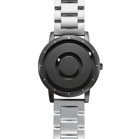 Magneto-Watch-Jupiter-Black-Edelstahl-Silber-Front