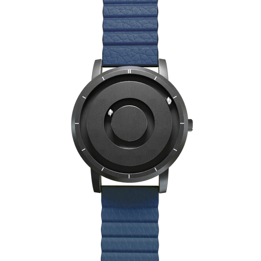 Magneto-Watch-Jupiter-Black-Kunstleder-Magnetisch-Blau-Front