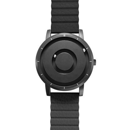 Magneto-Watch-Jupiter-Black-Kunstleder-Magnetisch-Schwarz-Front