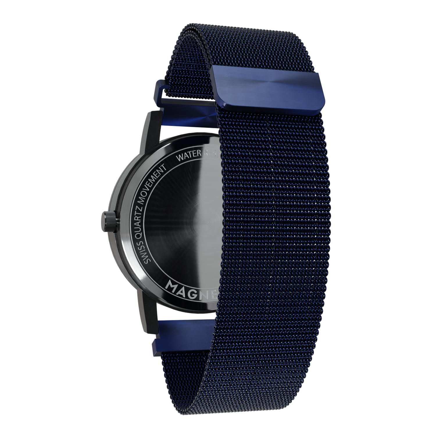 Magneto-Watch-Jupiter-Black-Maschenarmband-Blau-Back