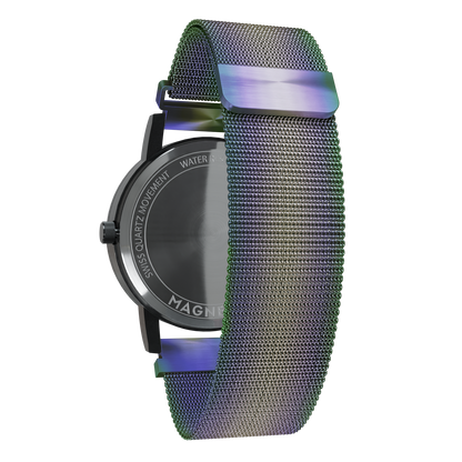 Magneto-Watch-Jupiter-Black-Maschenarmband-Flip-Flop-Back