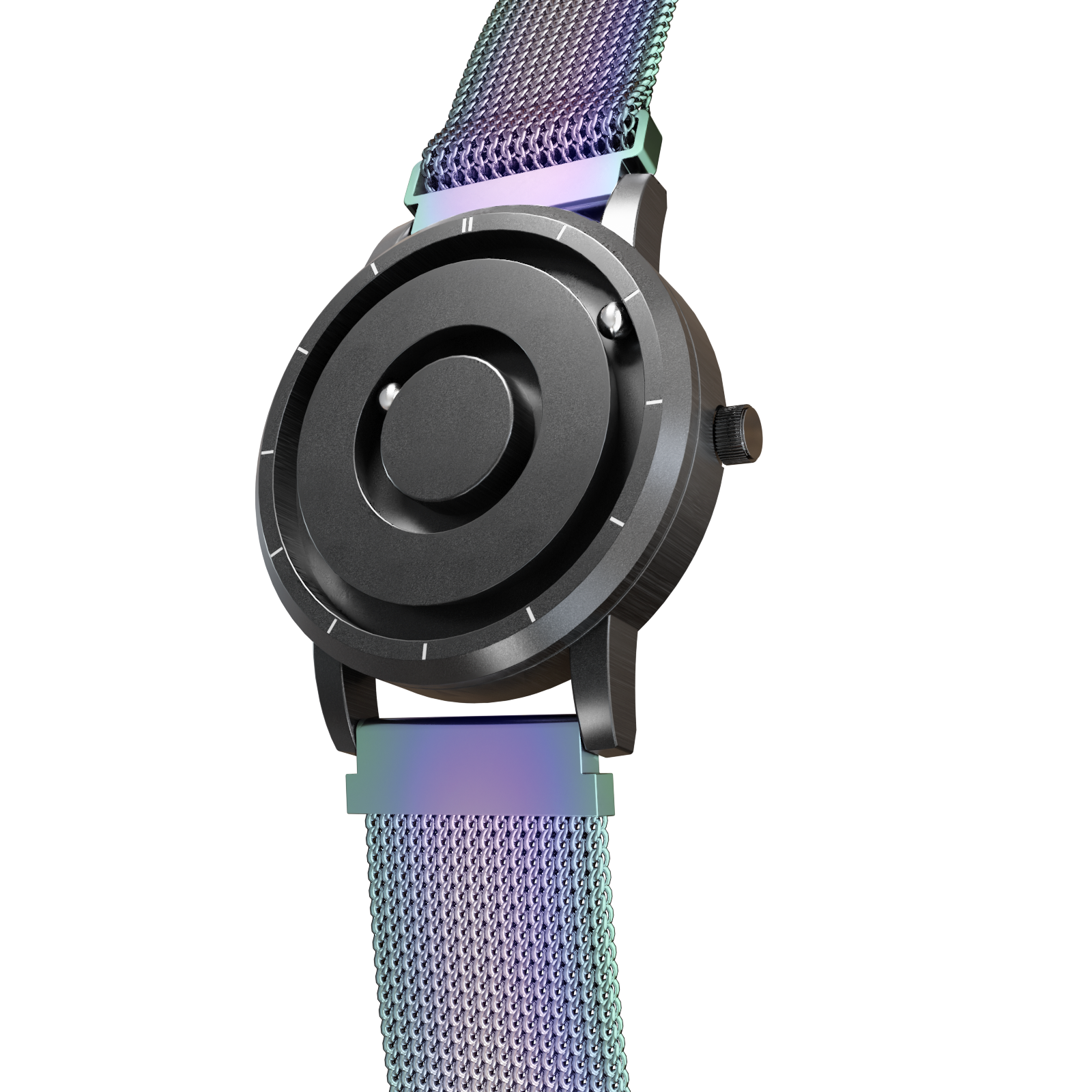 Magneto-Watch-Jupiter-Black-Maschenarmband-Flip-Flop-Side