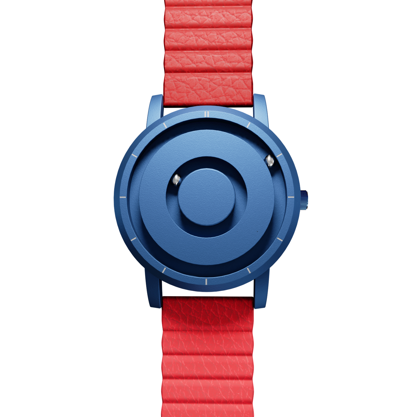 Magneto-Watch-Jupiter-Blue-Kunstleder-Magnetisch-Rot-Front