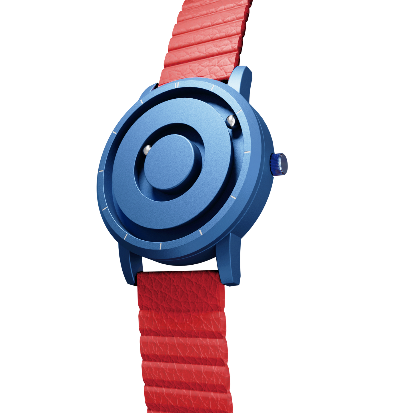    Magneto-Watch-Jupiter-Blue-Kunstleder-Magnetisch-Rot-Side