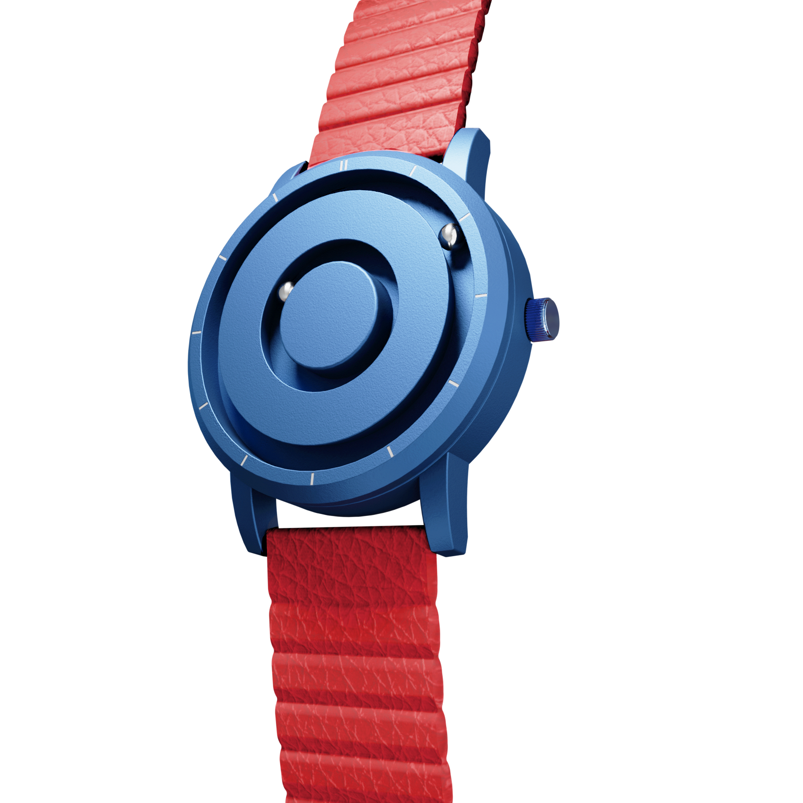    Magneto-Watch-Jupiter-Blue-Kunstleder-Magnetisch-Rot-Side