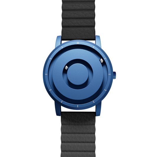    Magneto-Watch-Jupiter-Blue-Kunstleder-Magnetisch-Schwarz-Front