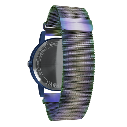 Magneto-Watch-Jupiter-Blue-Maschenarmband-Flip-Flop-Back