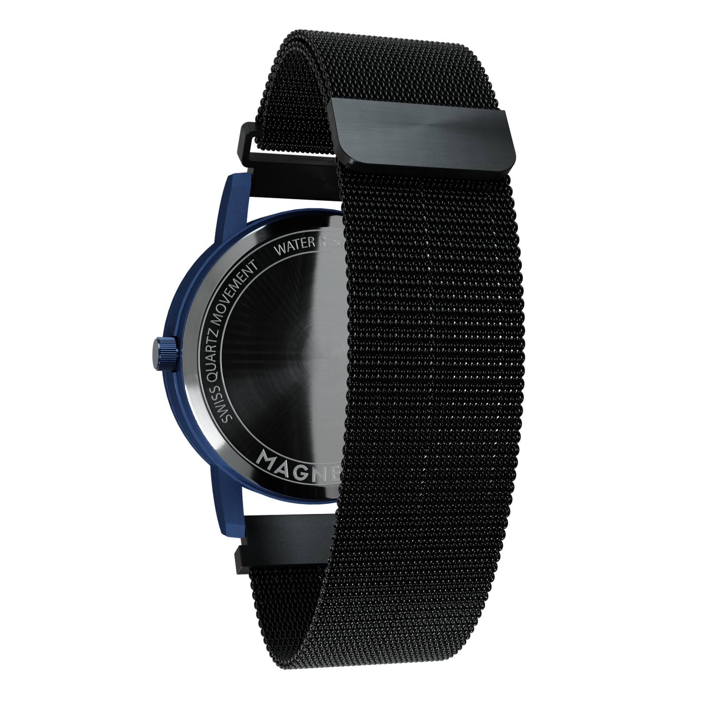    Magneto-Watch-Jupiter-Blue-Maschenarmband-Schwarz-Back
