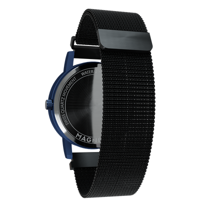    Magneto-Watch-Jupiter-Blue-Maschenarmband-Schwarz-Back