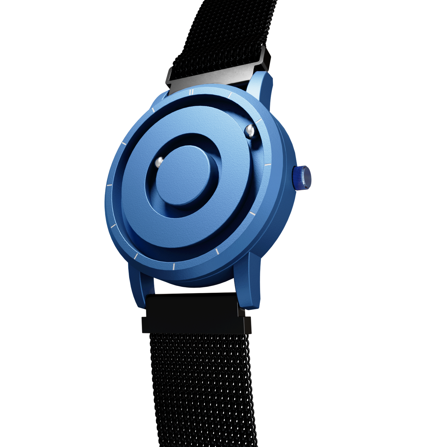 Magneto-Watch-Jupiter-Blue-Maschenarmband-Schwarz-Side