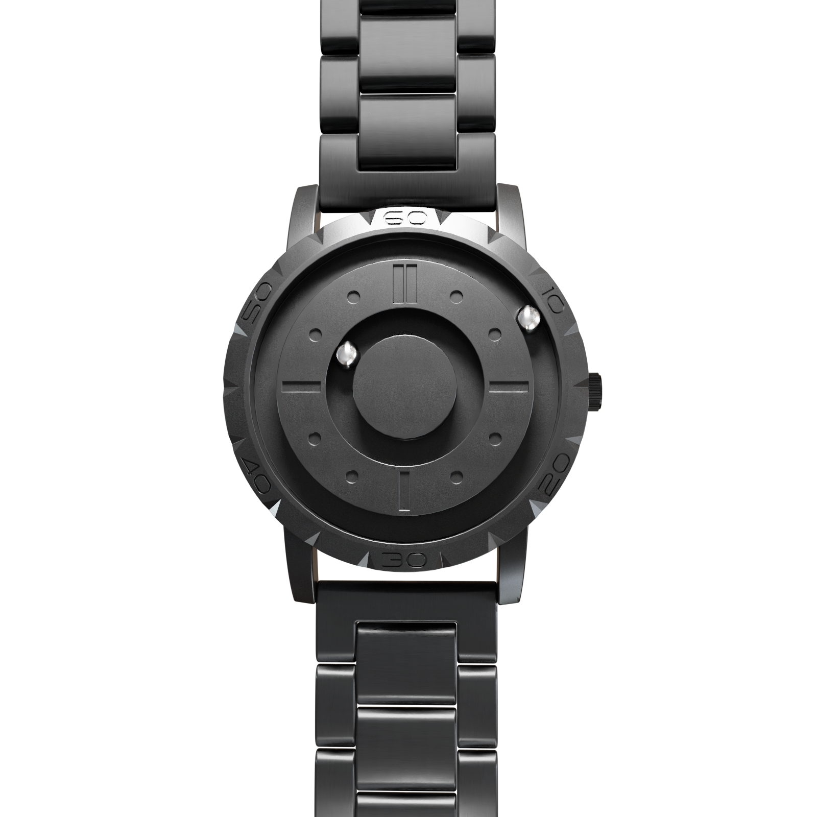    Magneto-Watch-Komet-Black-Edelstahl-Schwarz-Front