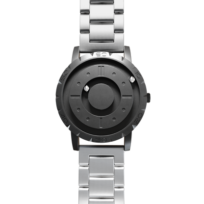 Magneto-Watch-Komet-Black-Edelstahl-Silber-Front