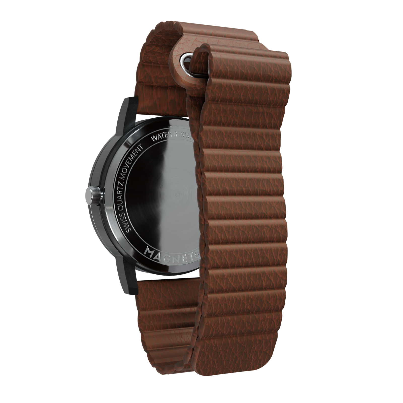 Magneto-Watch-Komet-Black-Kunstleder-Magnetisch-Braun-Back