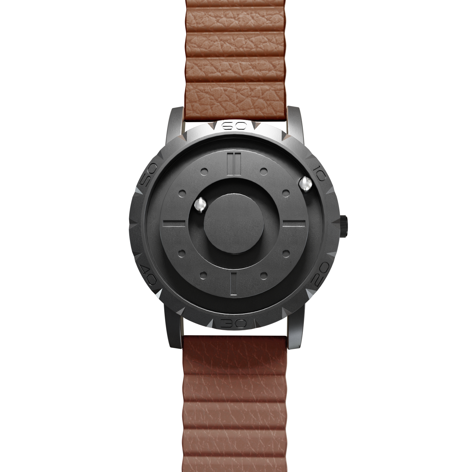 Magneto-Watch-Komet-Black-Kunstleder-Magnetisch-Braun-Front