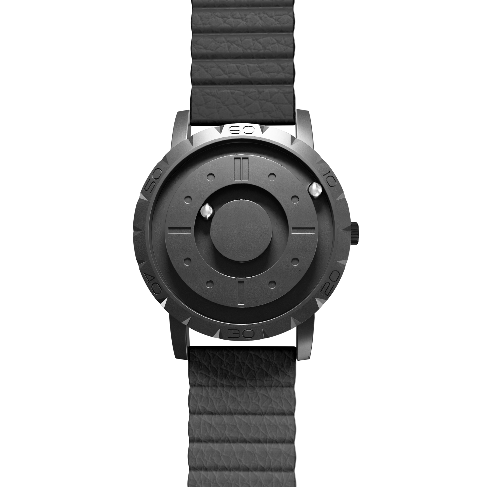    Magneto-Watch-Komet-Black-Kunstleder-Magnetisch-Schwarz-Front