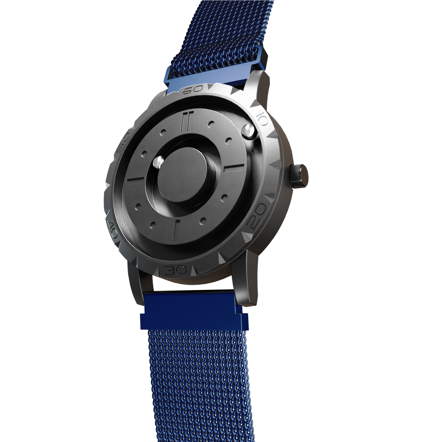       Magneto-Watch-Komet-Black-Maschenarmband-Blau-Side