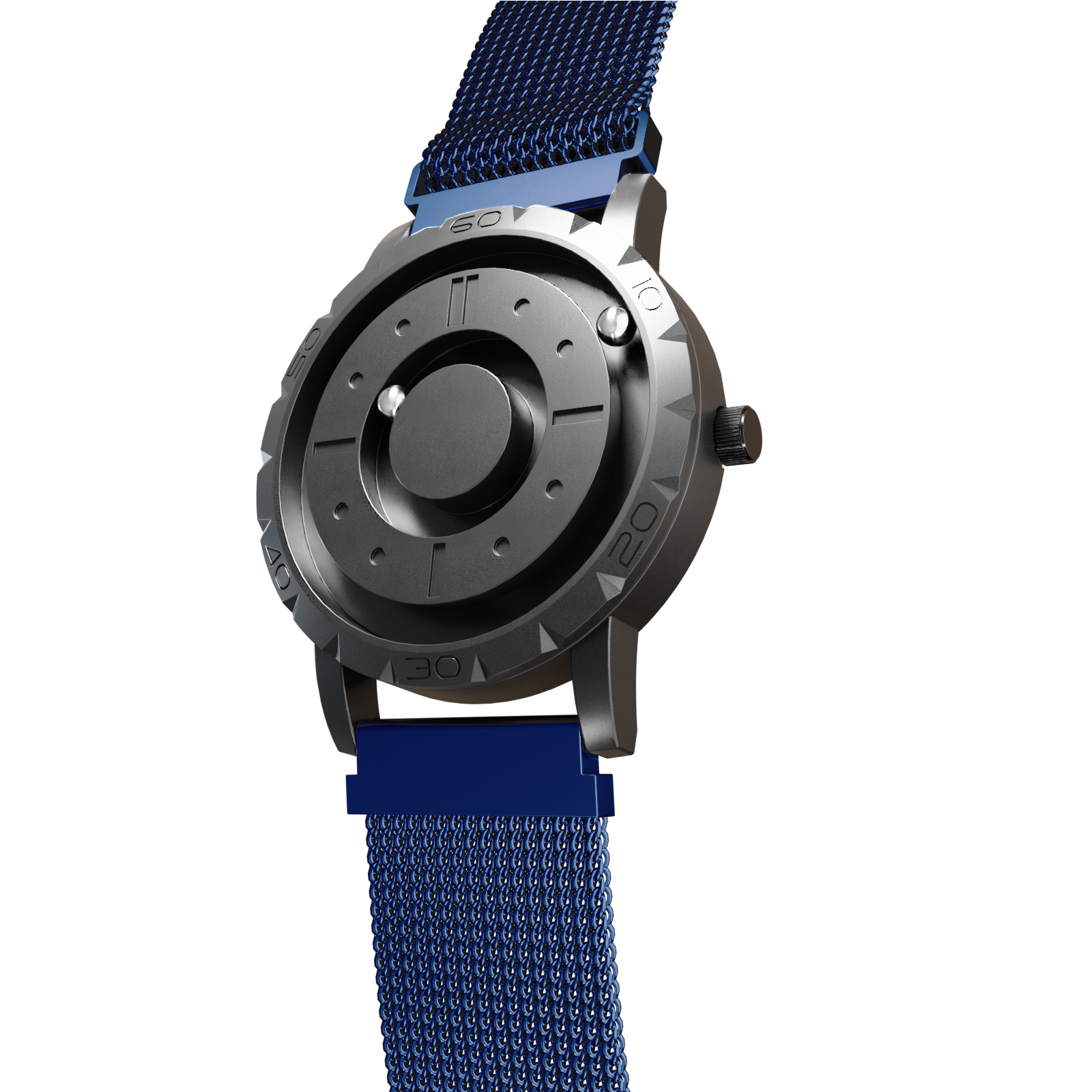       Magneto-Watch-Komet-Black-Maschenarmband-Blau-Side