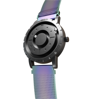 Magneto-Watch-Komet-Black-Maschenarmband-Flip-Flop-Side