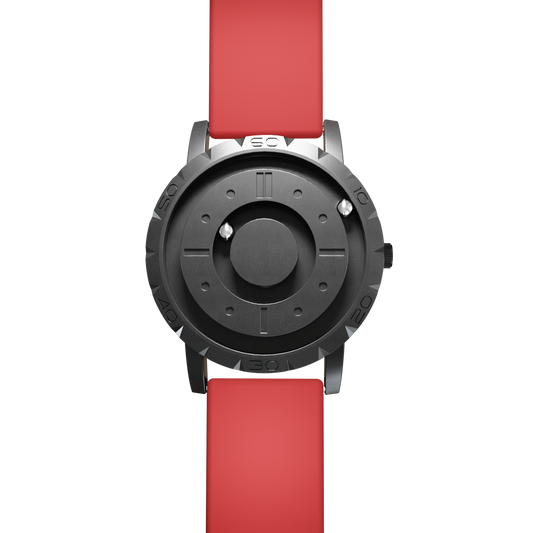    Magneto-Watch-Komet-Black-Silikon-Rot-Front