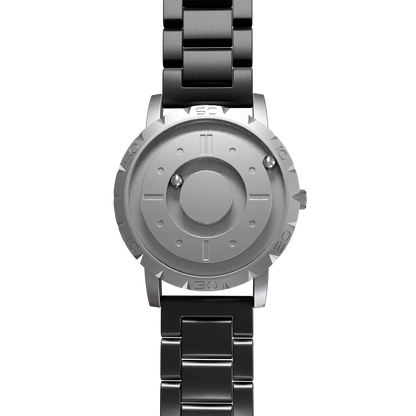 Magneto-Watch-Komet-Silver-Edelstahl-Schwarz-Front