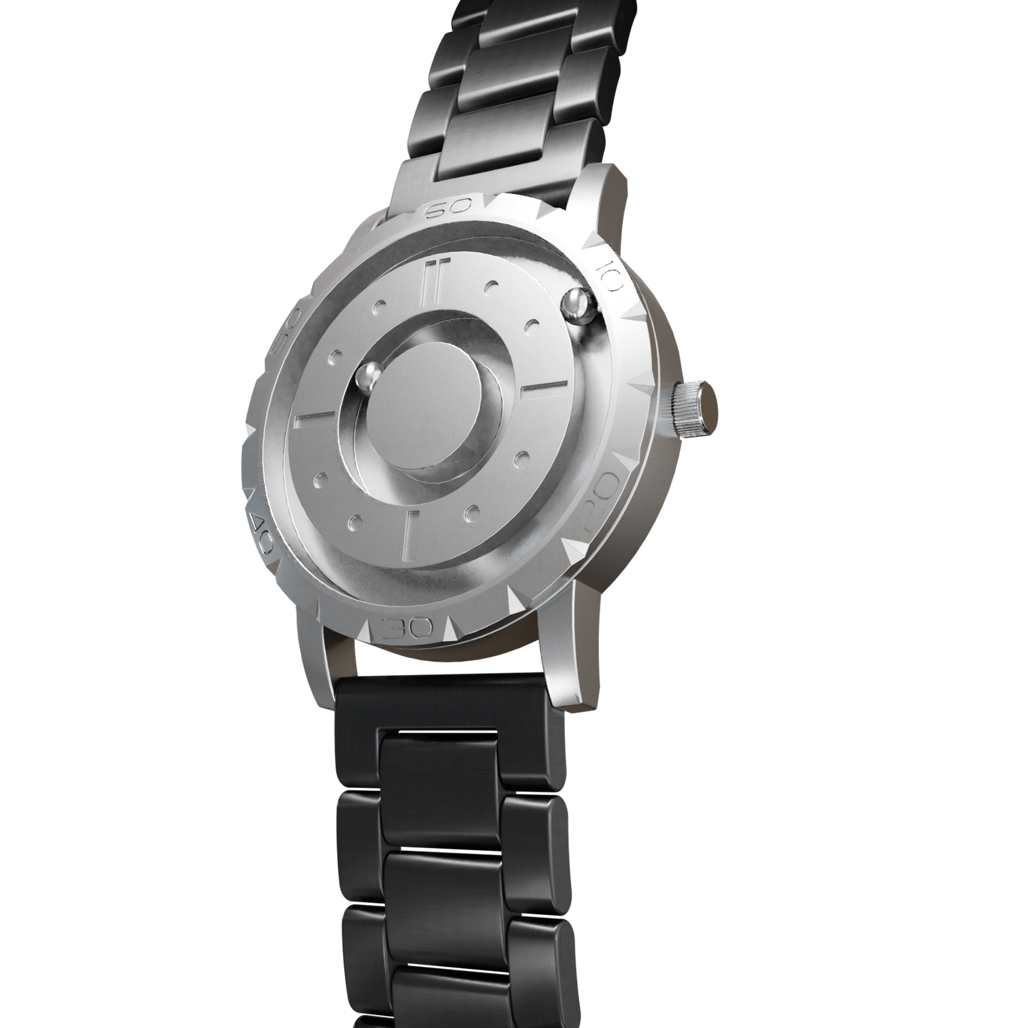 Magneto-Watch-Komet-Silver-Edelstahl-Schwarz-Side