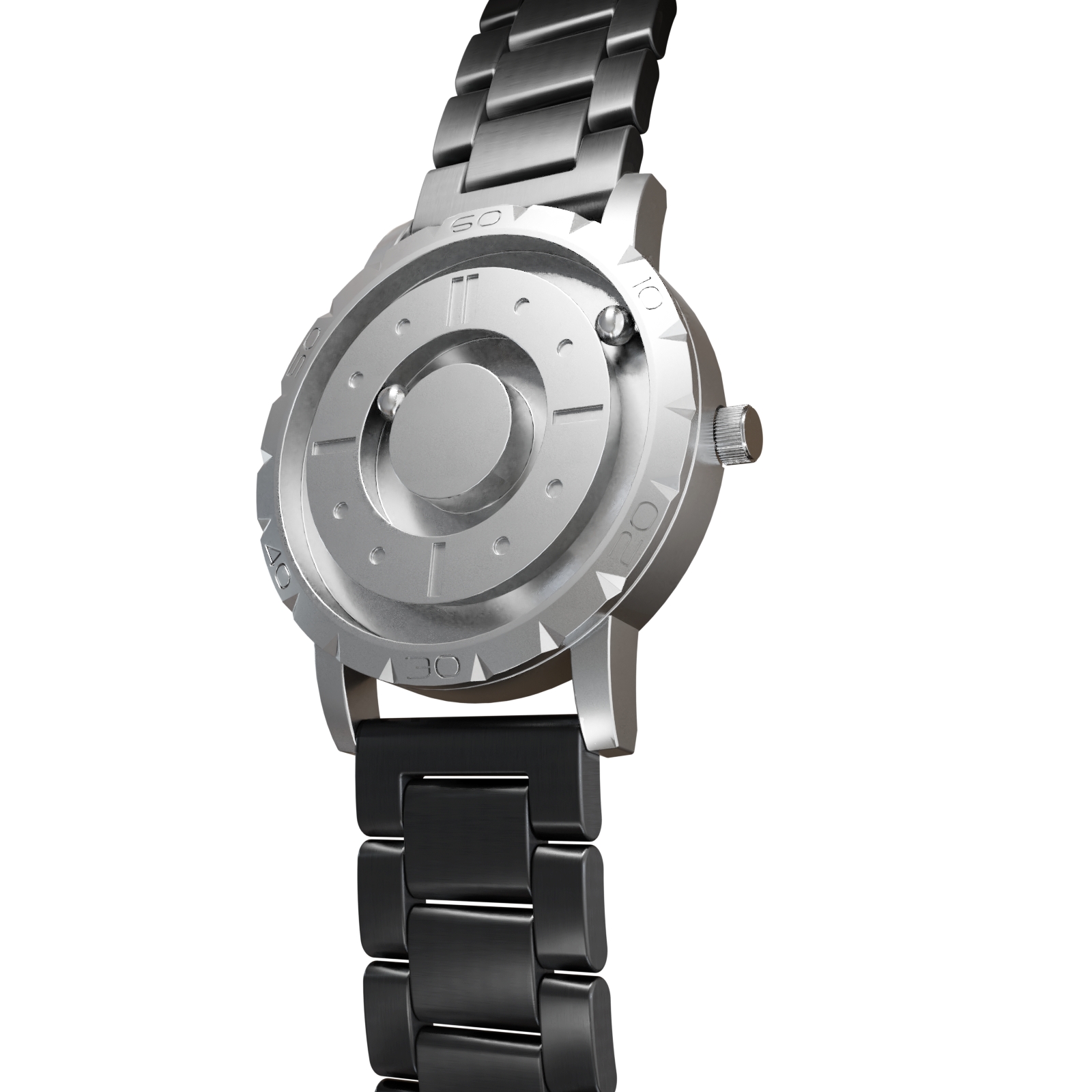 Magneto-Watch-Komet-Silver-Edelstahl-Schwarz-Side