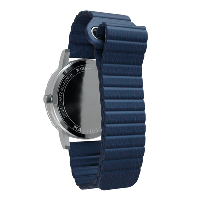 Magneto-Watch-Komet-Silver-Kunstleder-Magnetisch-Blau-Back