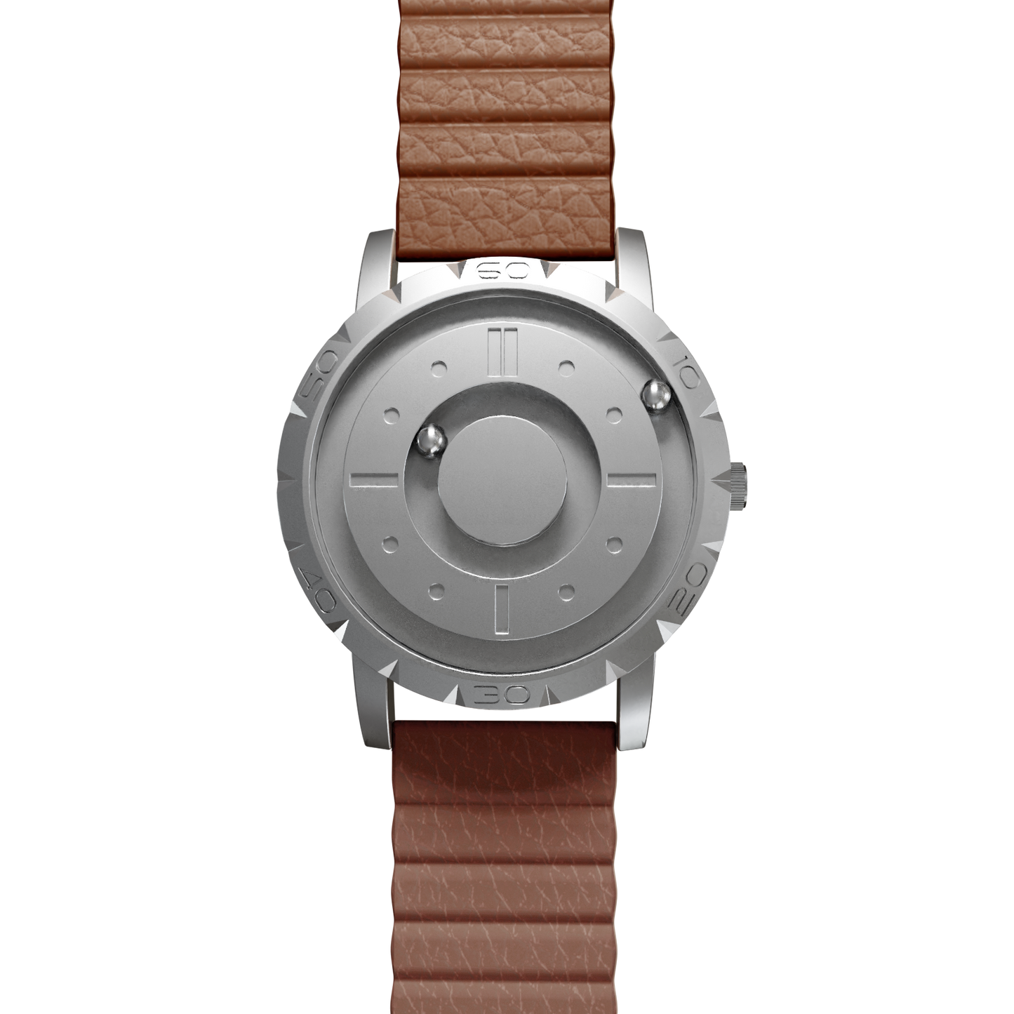    Magneto-Watch-Komet-Silver-Kunstleder-Magnetisch-Braun-Front