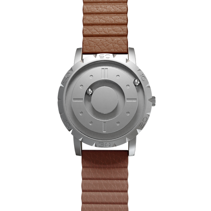    Magneto-Watch-Komet-Silver-Kunstleder-Magnetisch-Braun-Front