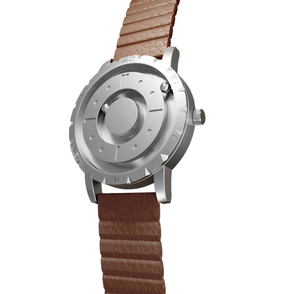 Magneto-Watch-Komet-Silver-Kunstleder-Magnetisch-Braun-Side