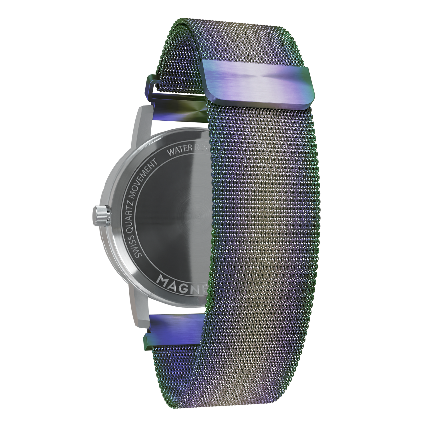 Magneto-Watch-Komet-Silver-Maschenarmband-Flip-Flop-Back