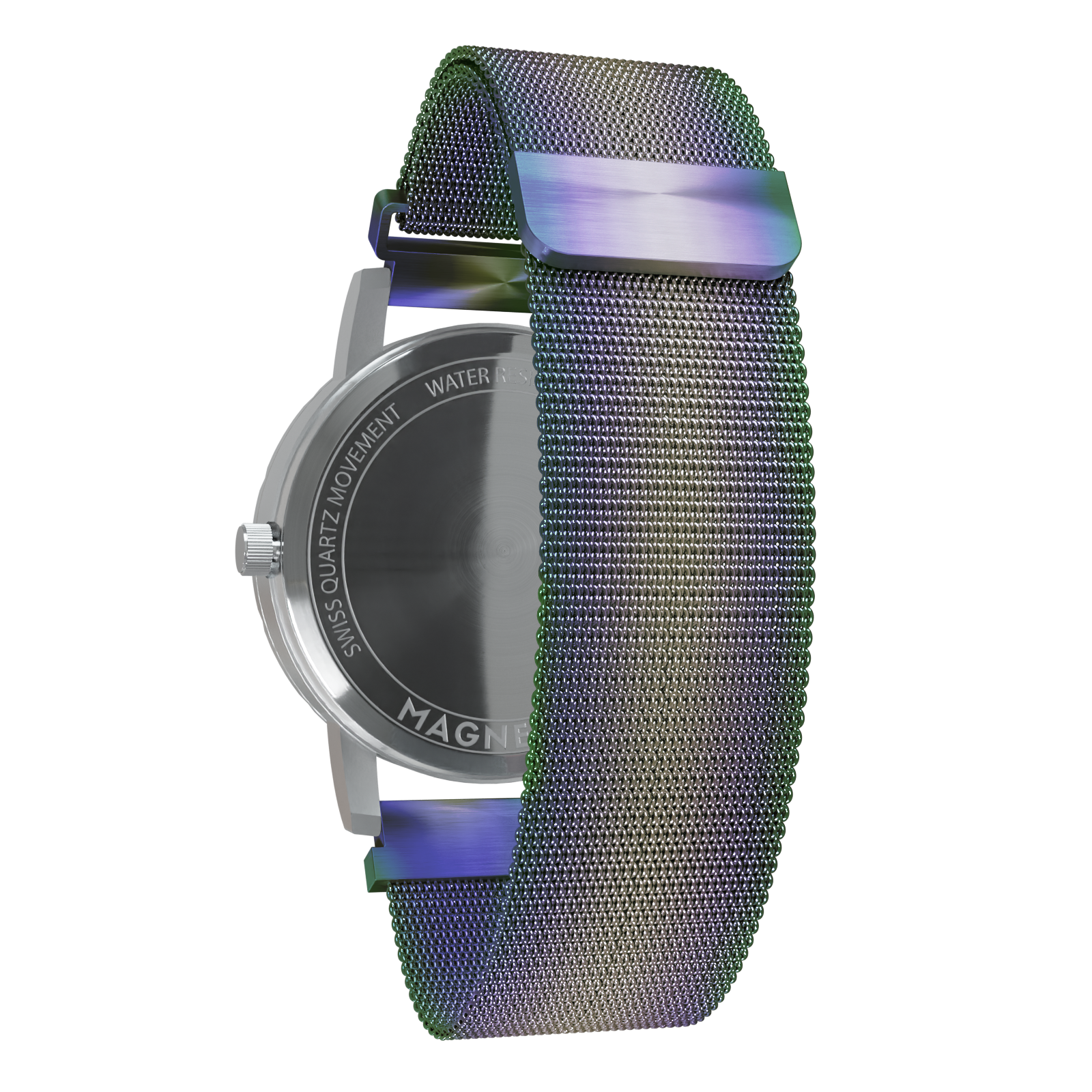 Magneto-Watch-Komet-Silver-Maschenarmband-Flip-Flop-Back