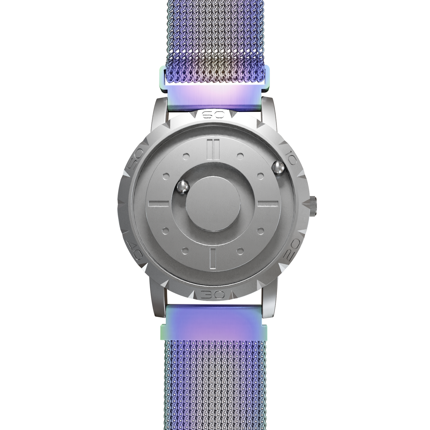 Magneto-Watch-Komet-Silver-Maschenarmband-Flip-Flop-Front