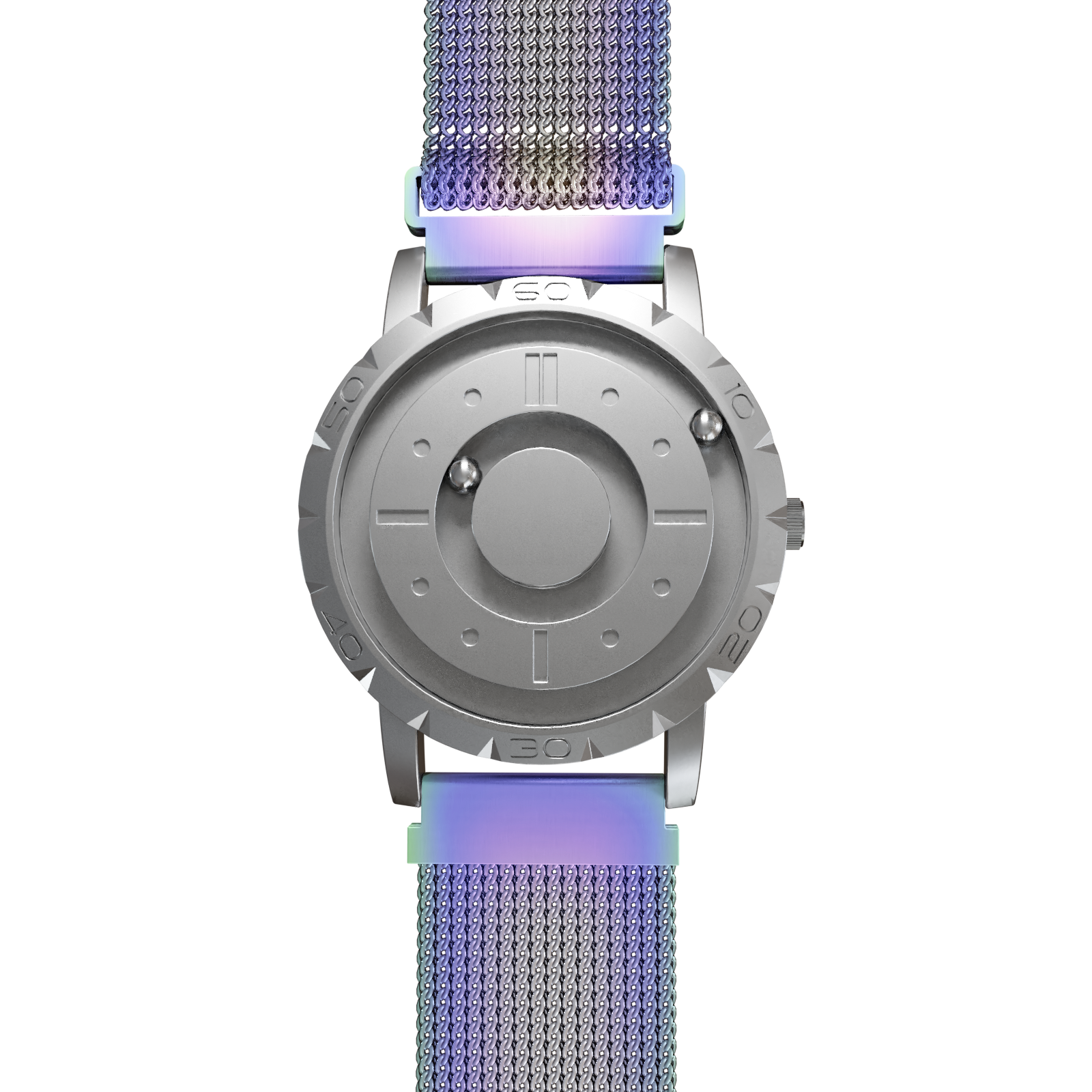 Magneto-Watch-Komet-Silver-Maschenarmband-Flip-Flop-Front