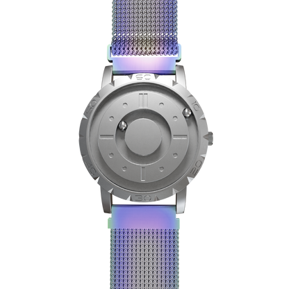 Magneto-Watch-Komet-Silver-Maschenarmband-Flip-Flop-Front