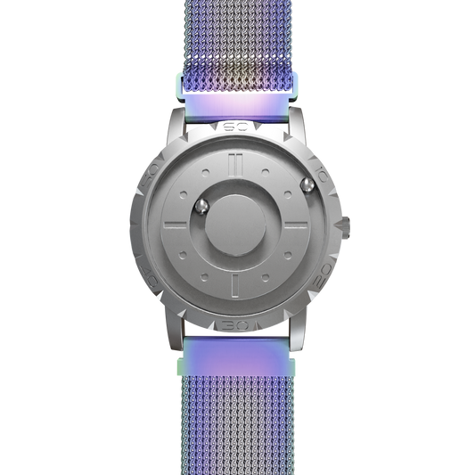 Magneto-Watch-Komet-Silver-Maschenarmband-Flip-Flop-Front