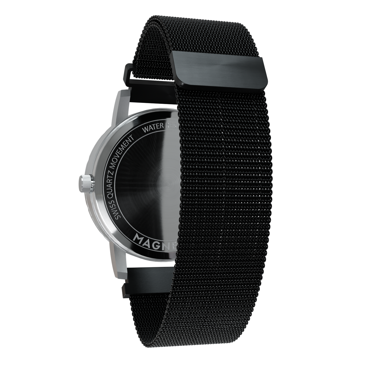     Magneto-Watch-Komet-Silver-Maschenarmband-Schwarz-Back