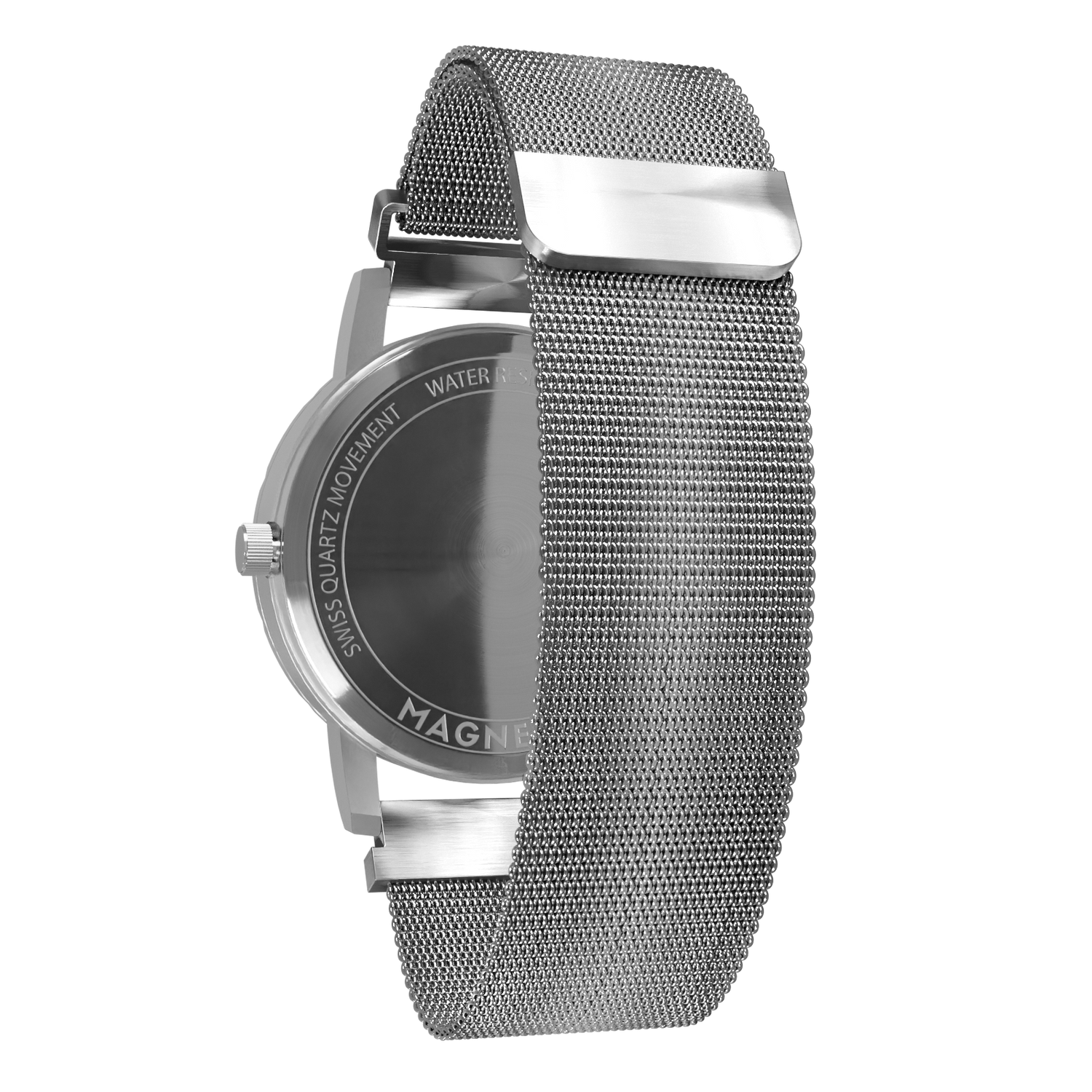 Magneto-Watch-Komet-Silver-Maschenarmband-Silber-Back