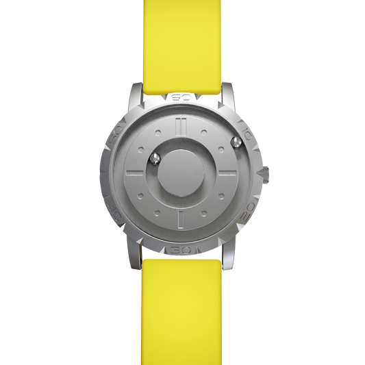 Magneto-Watch-Komet-Silver-Silikon-Gelb-Front