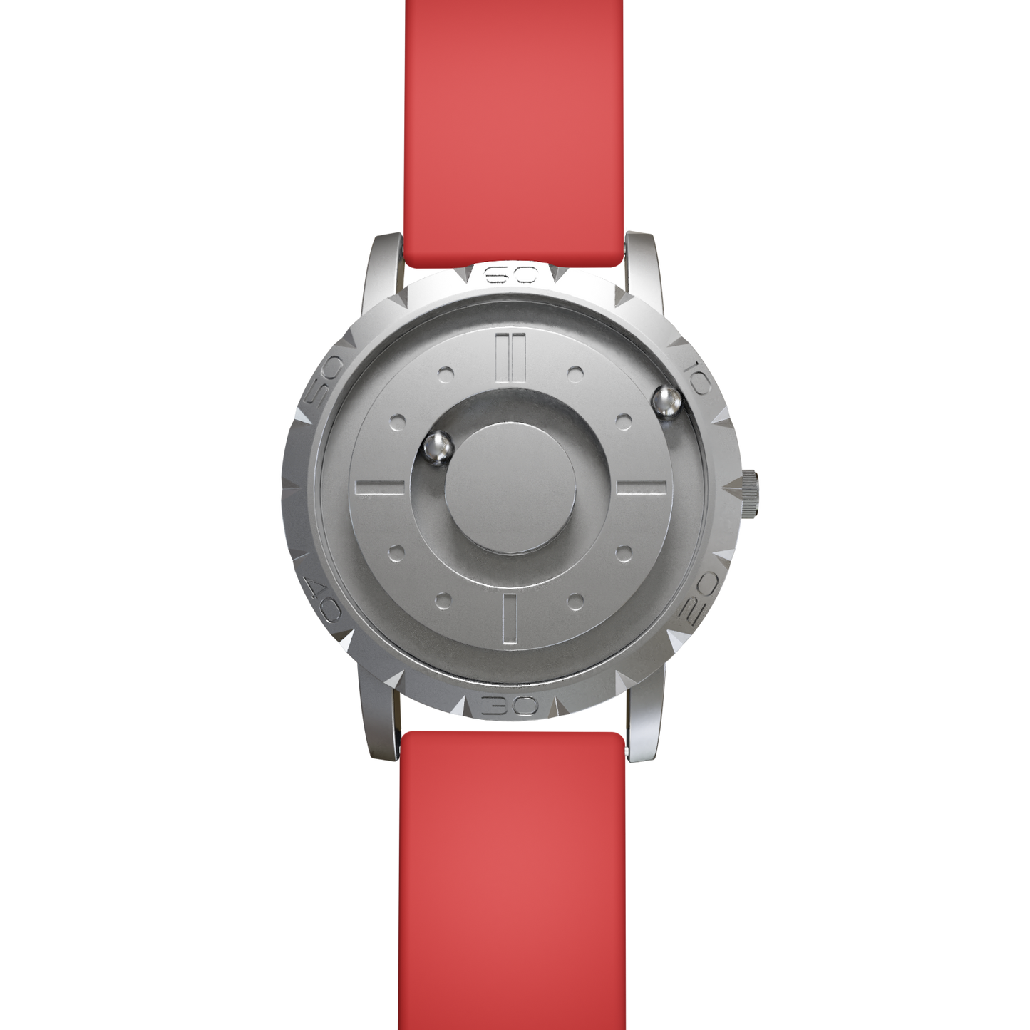    Magneto-Watch-Komet-Silver-Silikon-Rot-Front