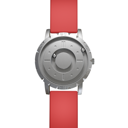    Magneto-Watch-Komet-Silver-Silikon-Rot-Front