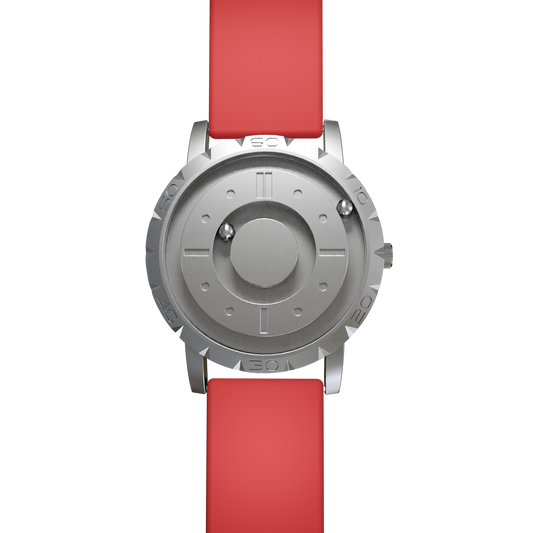   Magneto-Watch-Komet-Silver-Silikon-Rot-Front