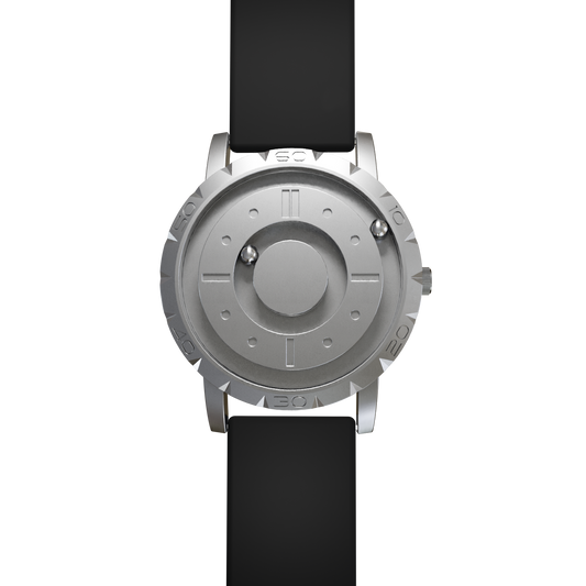 Magneto-Watch-Komet-Silver-Silikon-Schwarz-Front