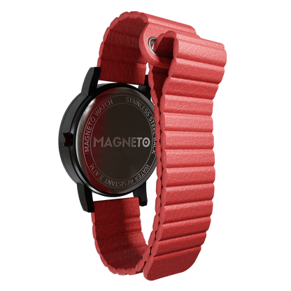 Magneto-Watch-Kunstleder-Magnetisch-Rot-Side