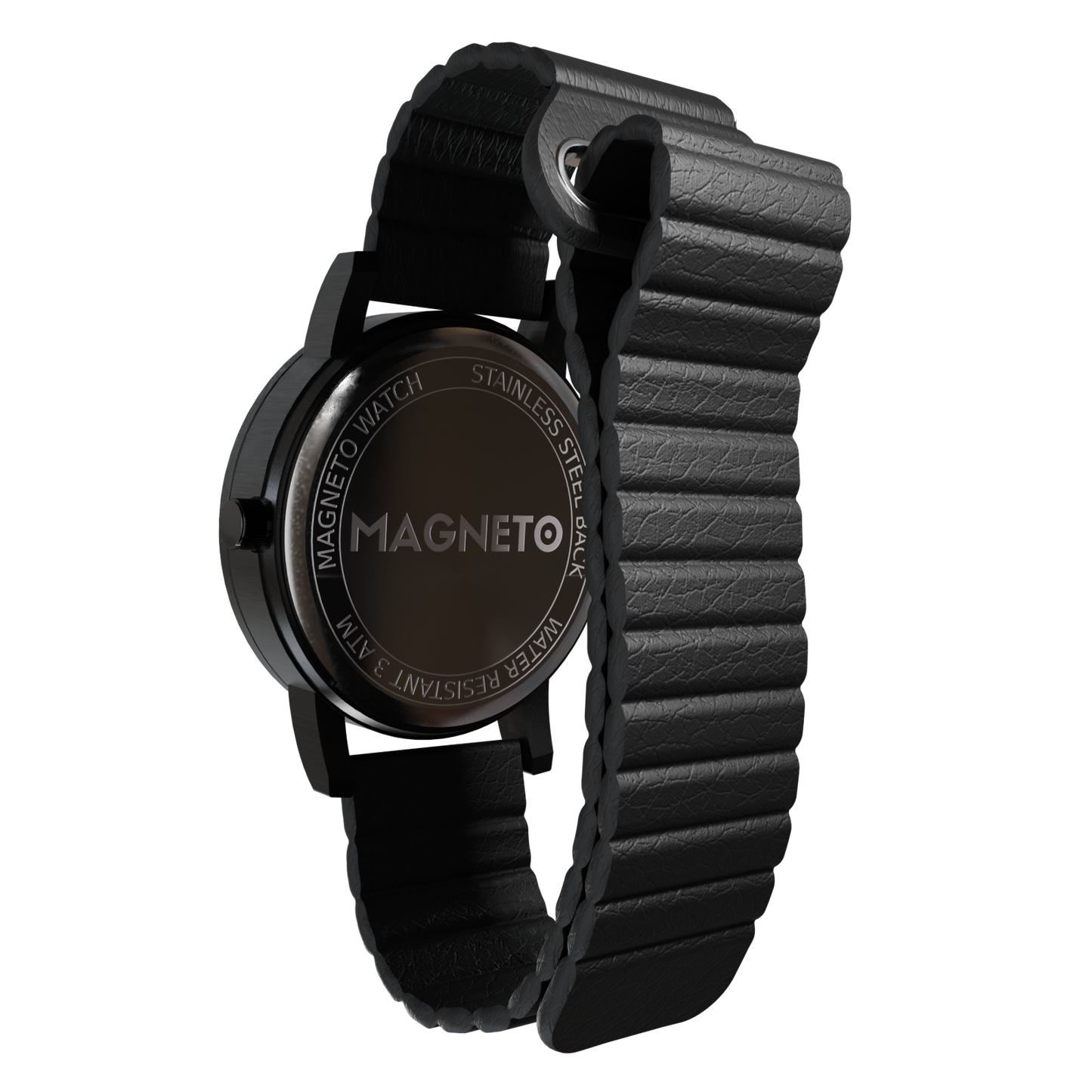 Magneto-Watch-Kunstleder-Magnetisch-Schwarz-Side