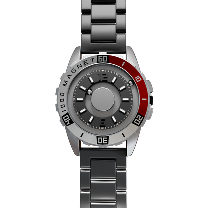 Magneto-Watch-Uranus-Red-Edelstahl-Schwarz-Front