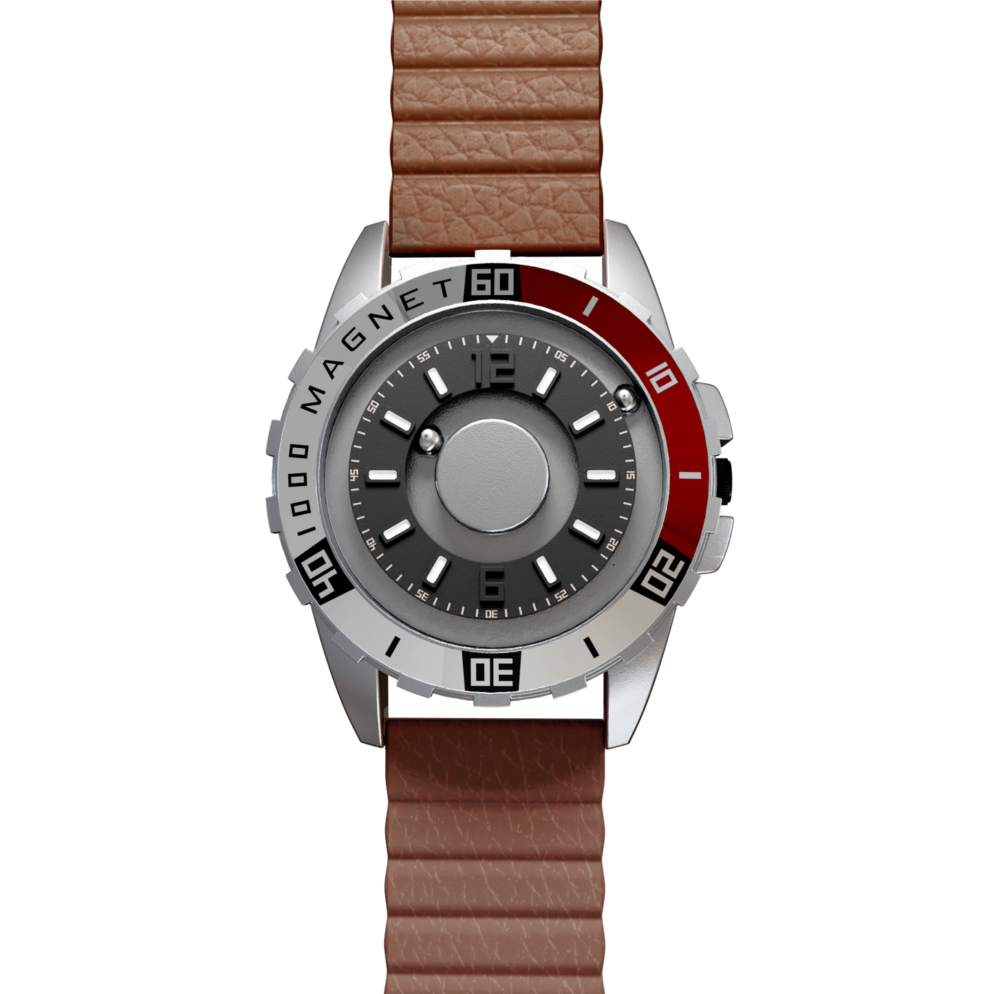 Magneto-Watch-Uranus-Red-Kunstleder-Magnetisch-Braun-Front