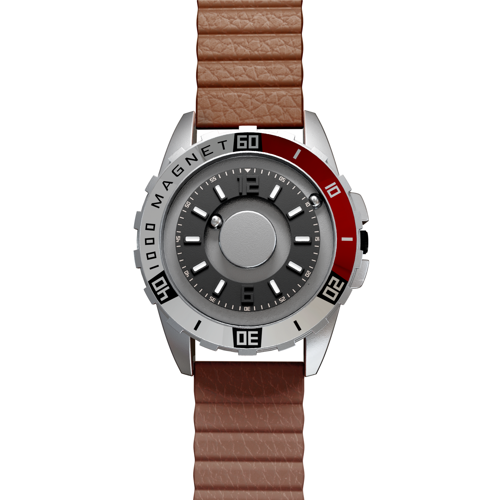 Magneto-Watch-Uranus-Red-Kunstleder-Magnetisch-Braun-Front