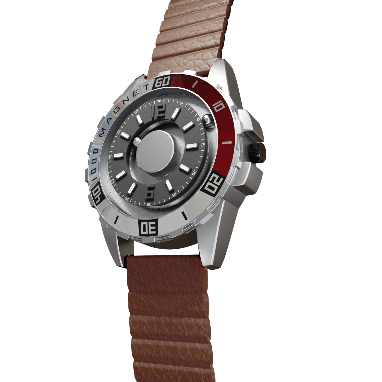 Magneto-Watch-Uranus-Red-Kunstleder-Magnetisch-Braun-Side