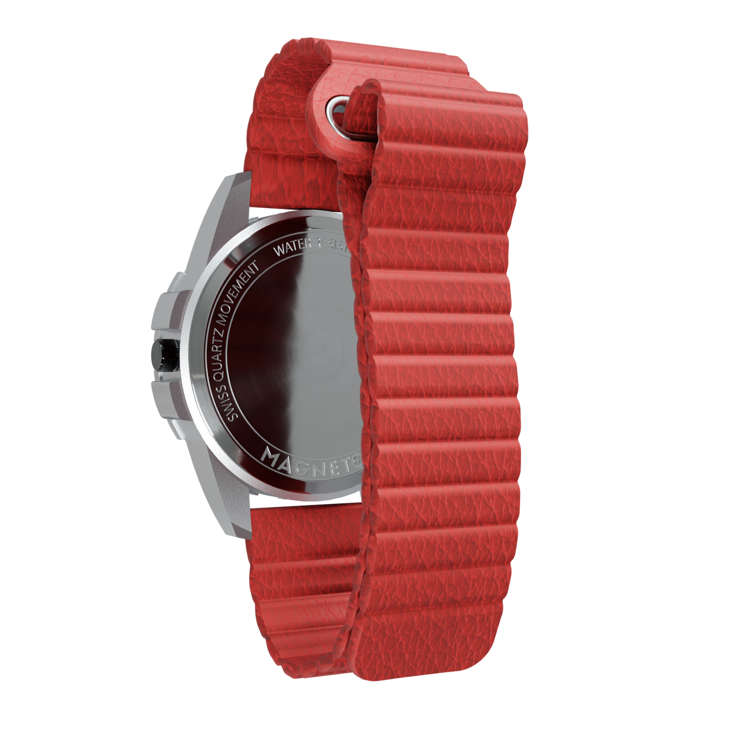 Magneto-Watch-Uranus-Red-Kunstleder-Magnetisch-Rot-Back